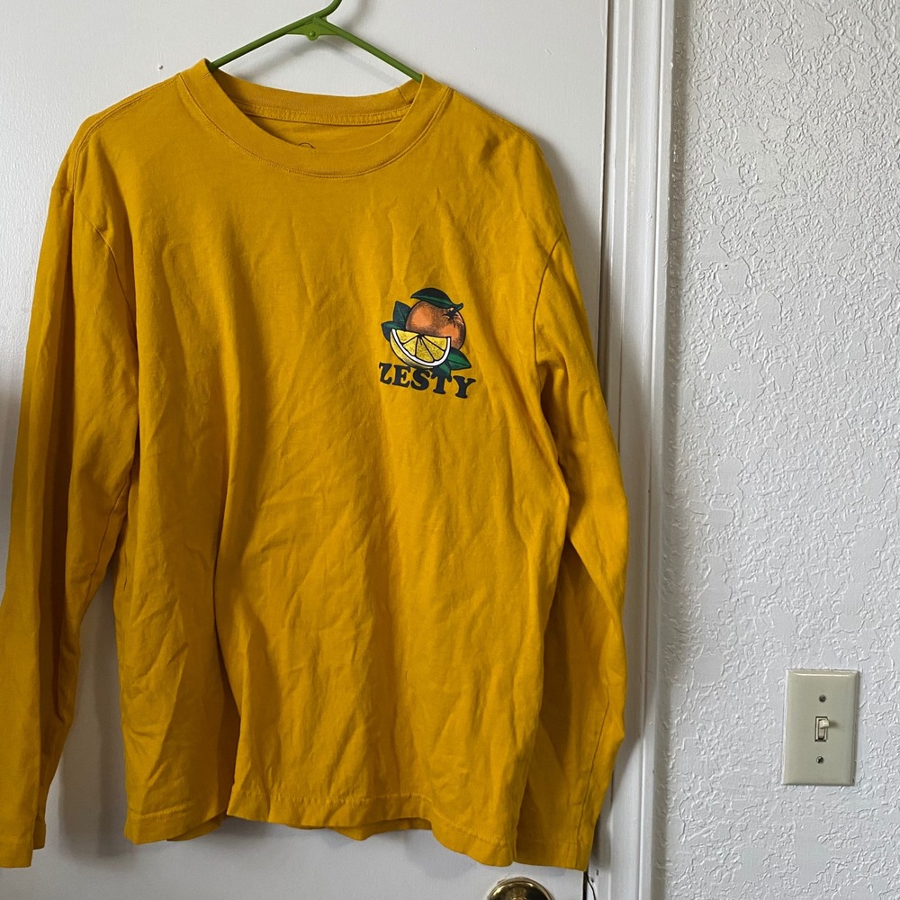 Original Use Zesty Fruit Graphic Print Long‎ Sleeve T-Shirt - Yellow - Medium